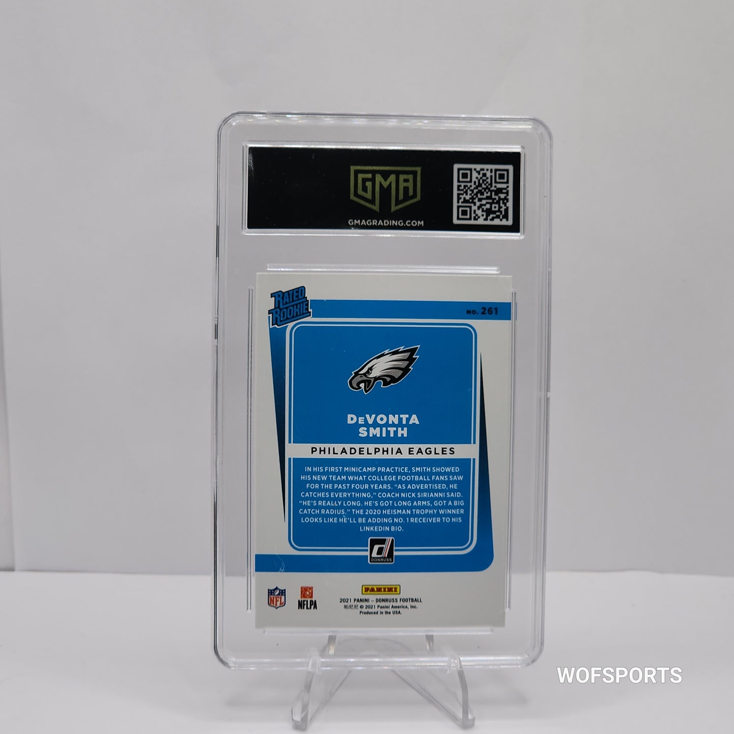 2021 Donruss Press Proof Blue Devonta Smith #261 Philadelphia Eagles RC GMA 9 Mint