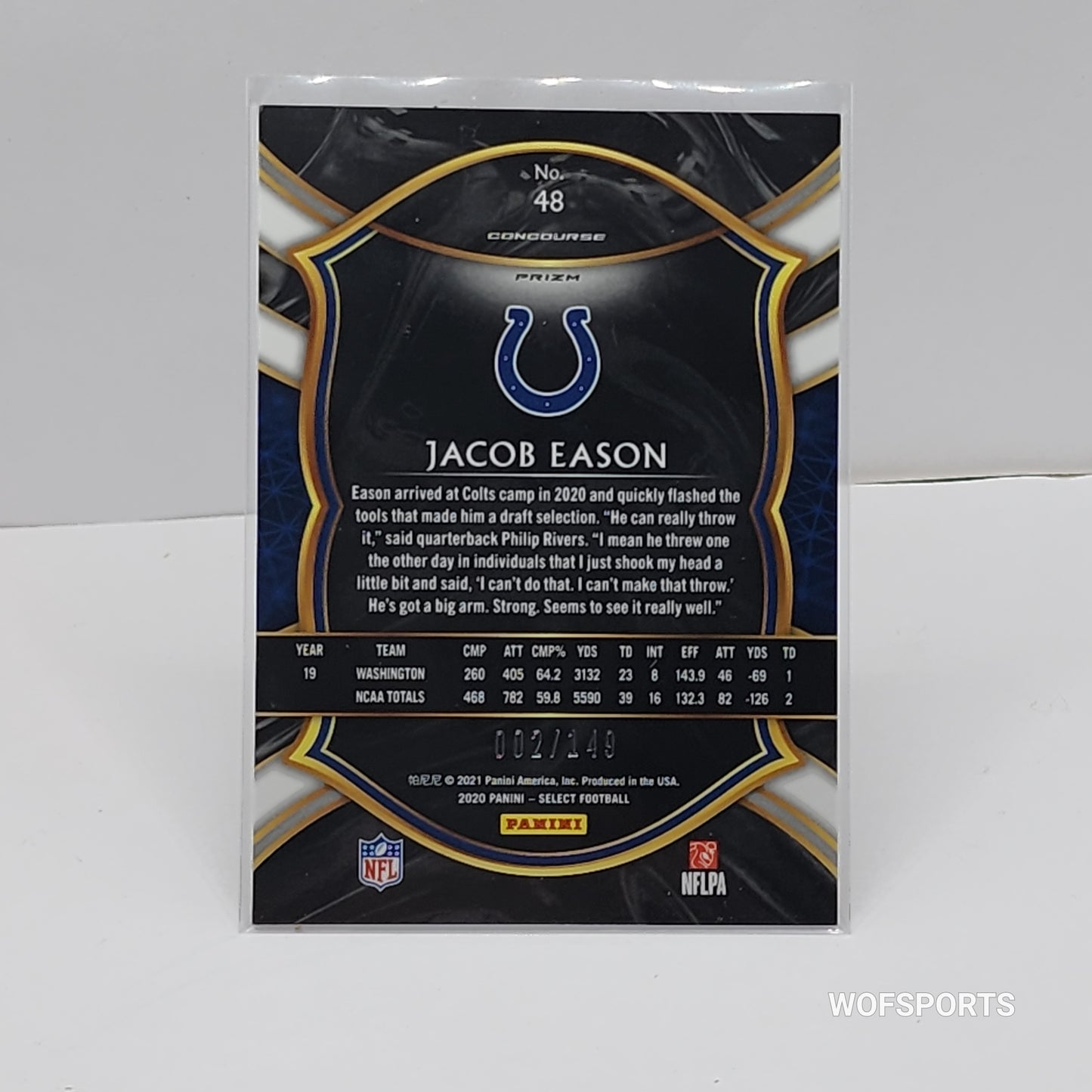 2020 Panini Select Red Prizm Jacob Eason RC id#/149 #48 Colts
