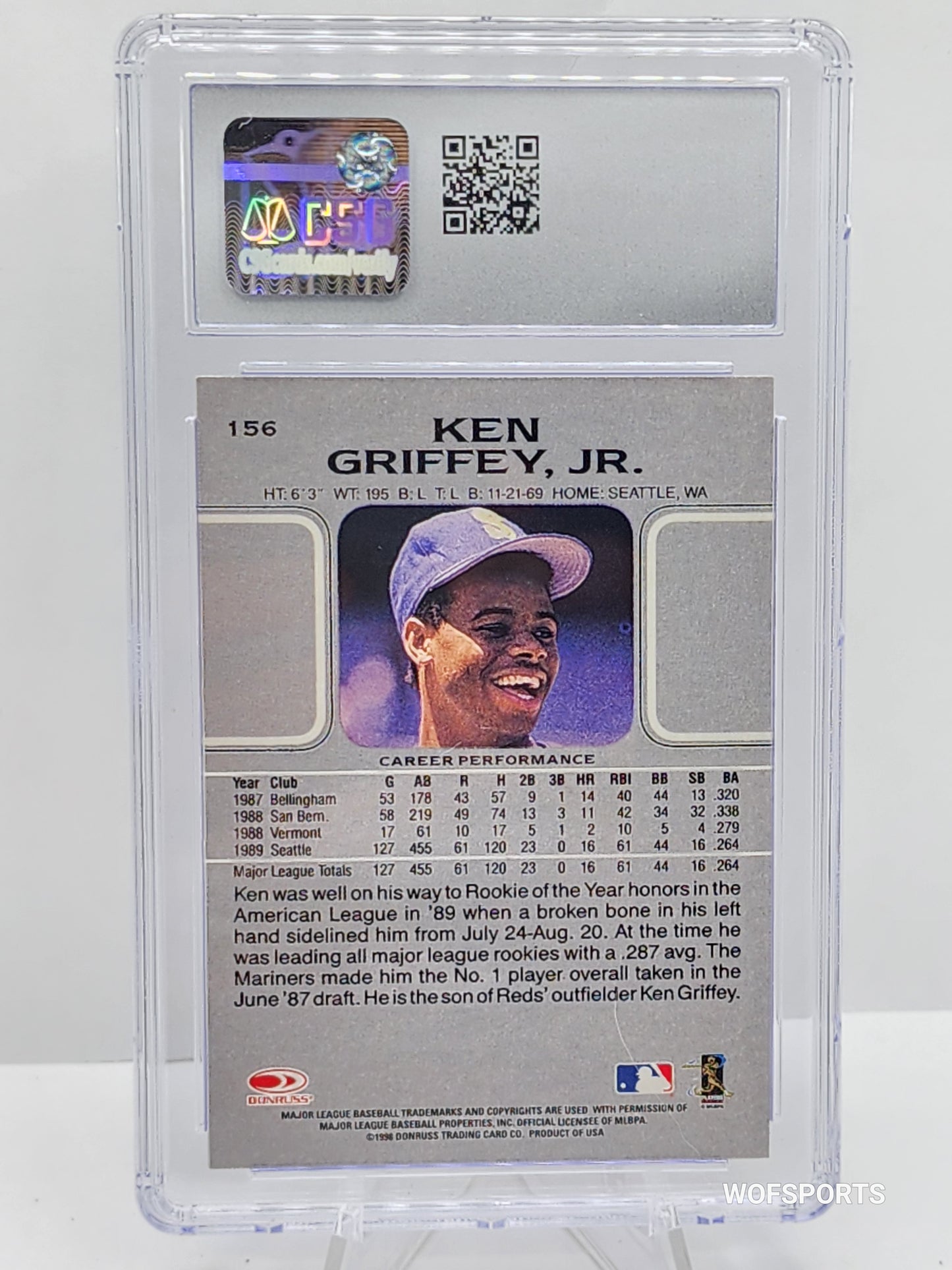 1998 Leaf #156 Ken Griffey Jr. Fractal Foundation Curtain Calls CSG 10 Gem Mint