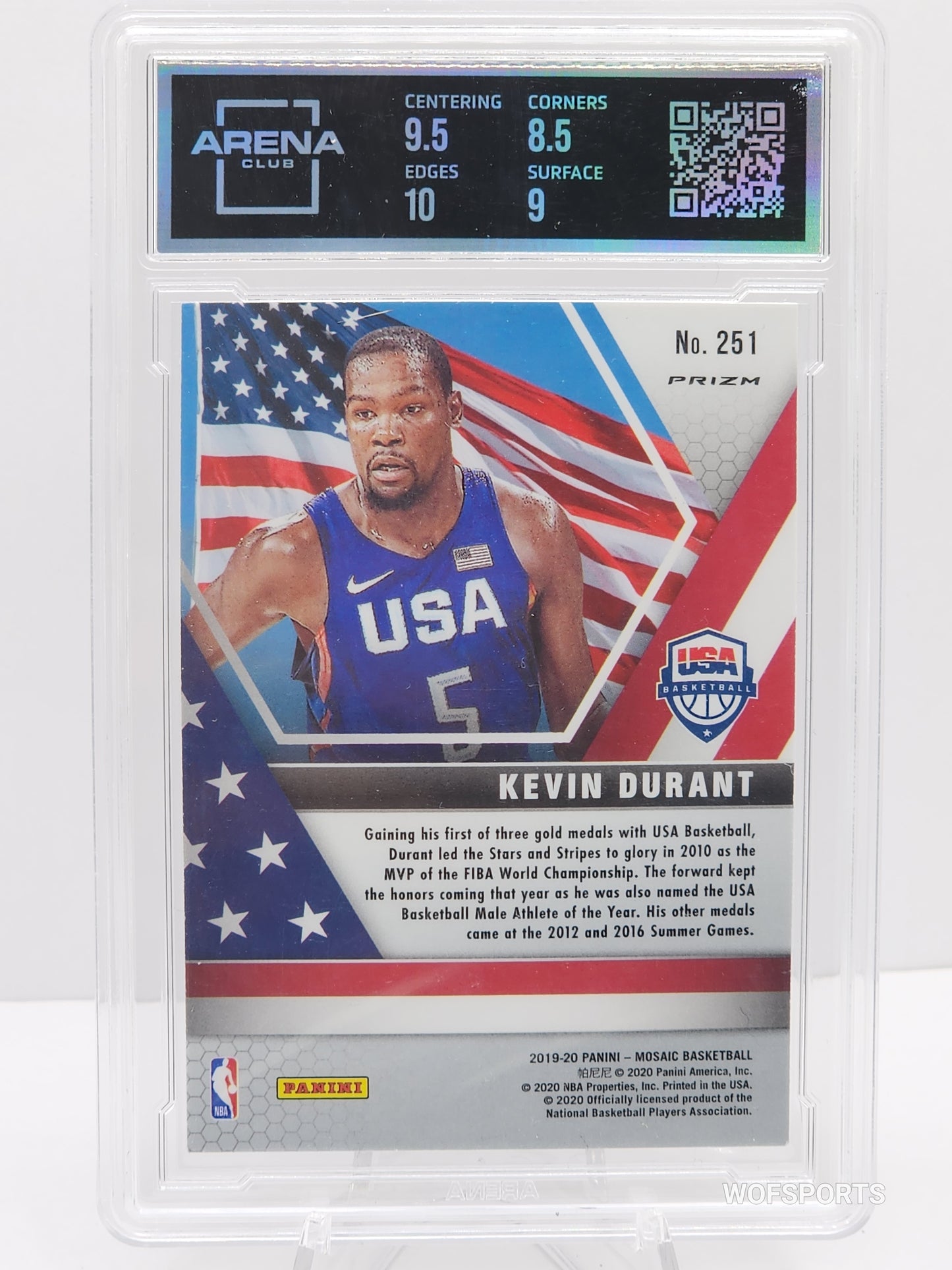 2019-20 Panini Mosaic Reactive Blue Kevin Durant #251 Arena Club 9 MT