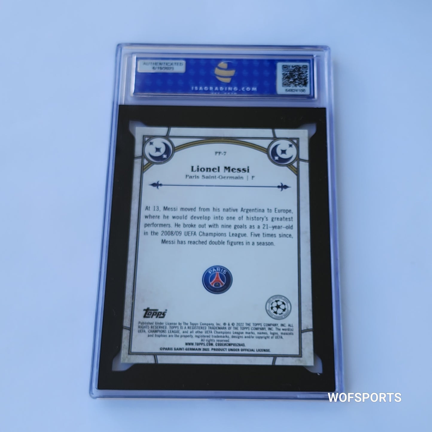 2021 Topps Chrome Merlin UEFA Prophecy Fulfilled Lionel Messi #PF-7 ISA 9 Mint