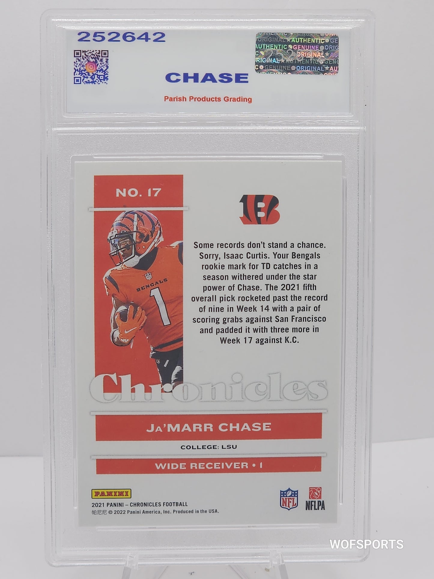 2021 Chronicles Ja'Marr Chase RC #17 Parish 8 NM-MT