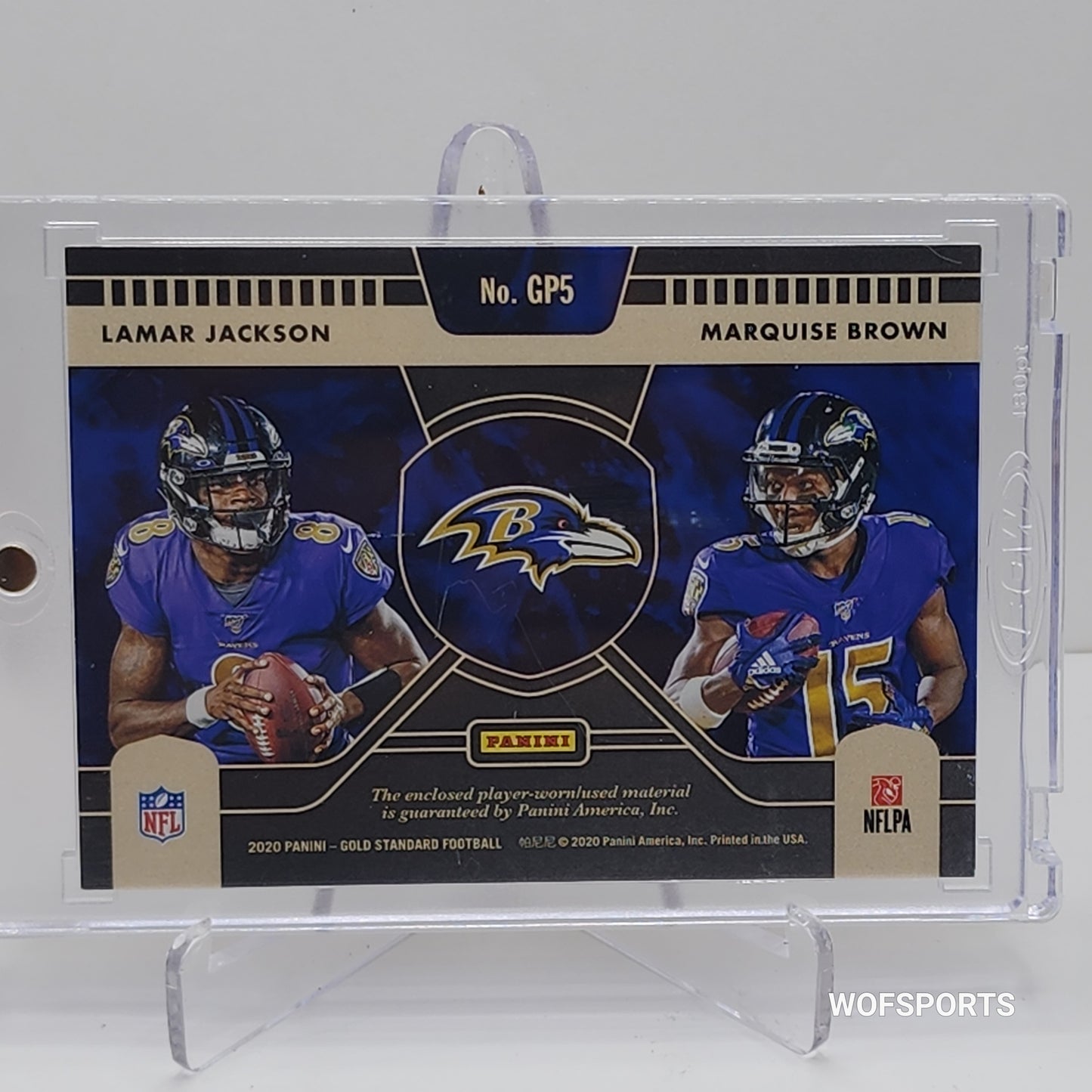 2020 Panini Gold Standard Golden Pairs #GP5 Lamar Jackson / Marquise Brown Patch 138/199