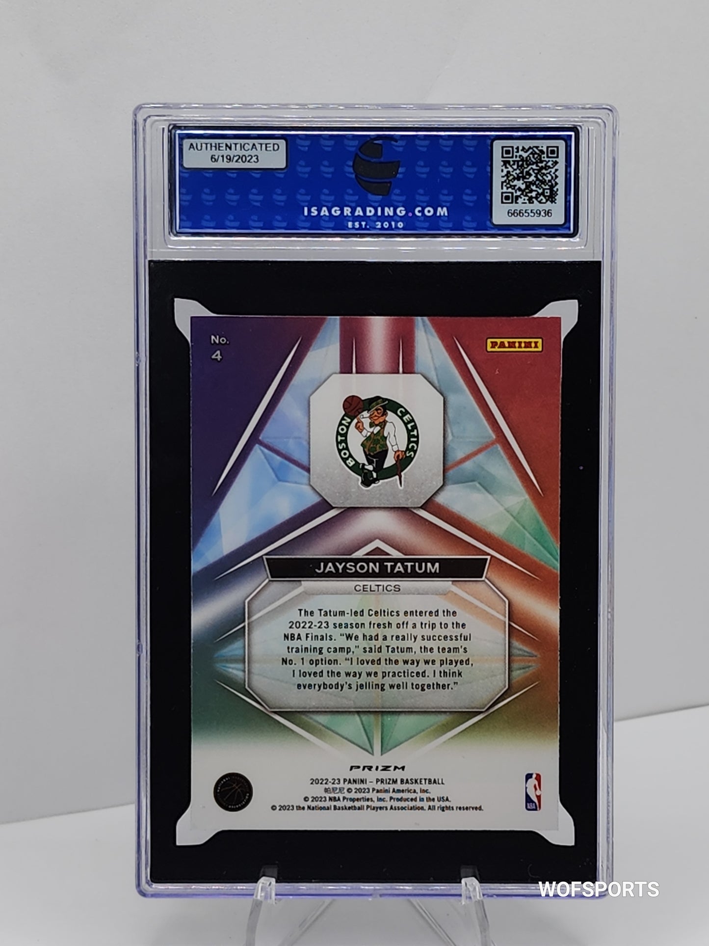 2022-23 Panini Prizm Prizmatic #4 Jayson Tatum Boston Celtics ISA 9 Mint
