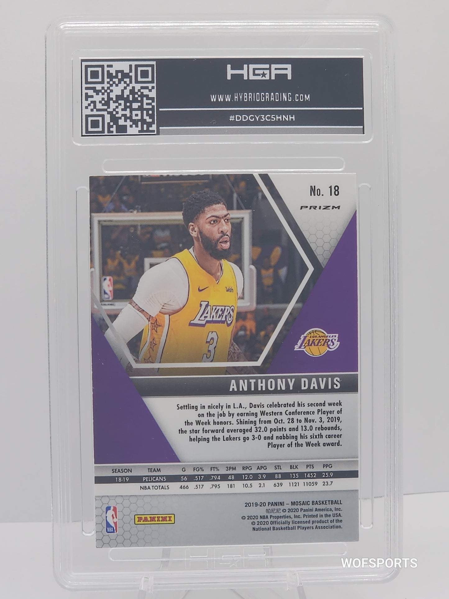 2019 Panini Mosic Green Anthony Davis #18 HGA 9 Mint Los Angeles Lakers