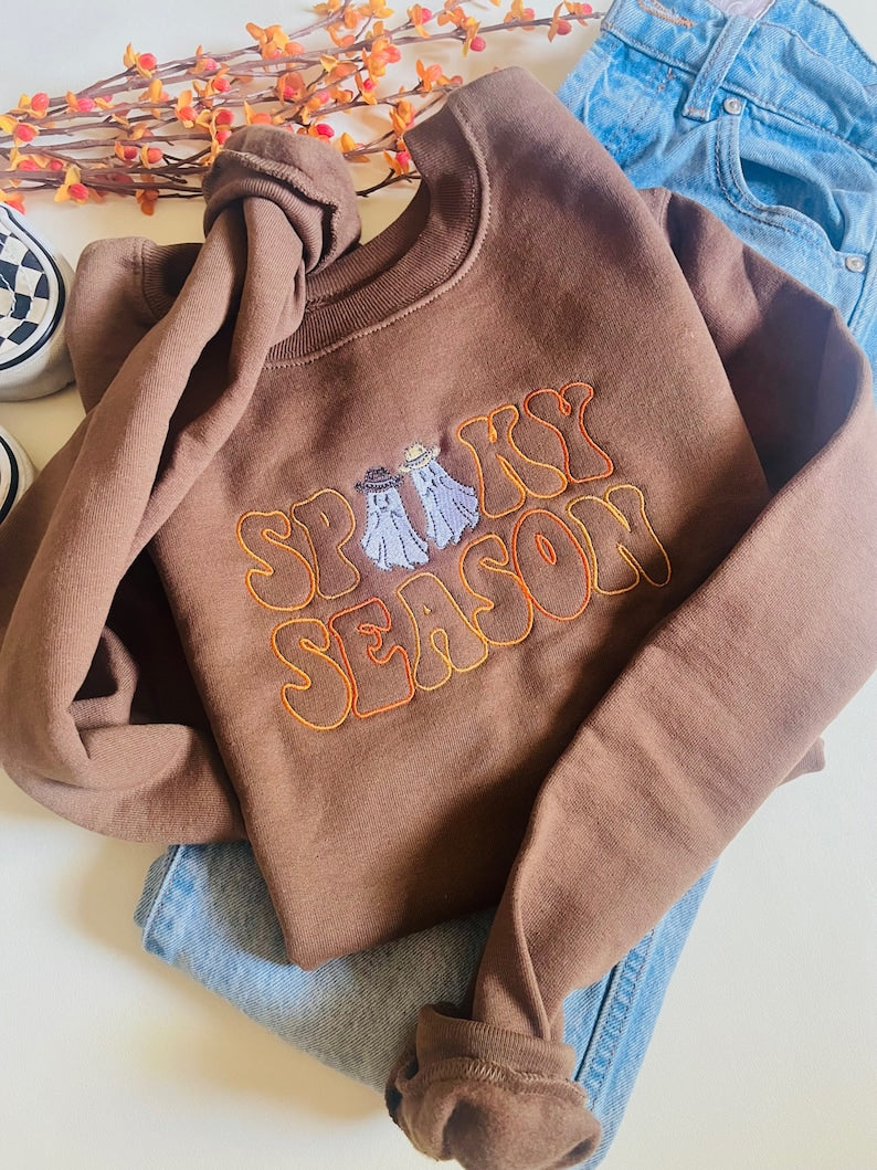 Spooky Season Western Embroidered Crewneck Size Medium