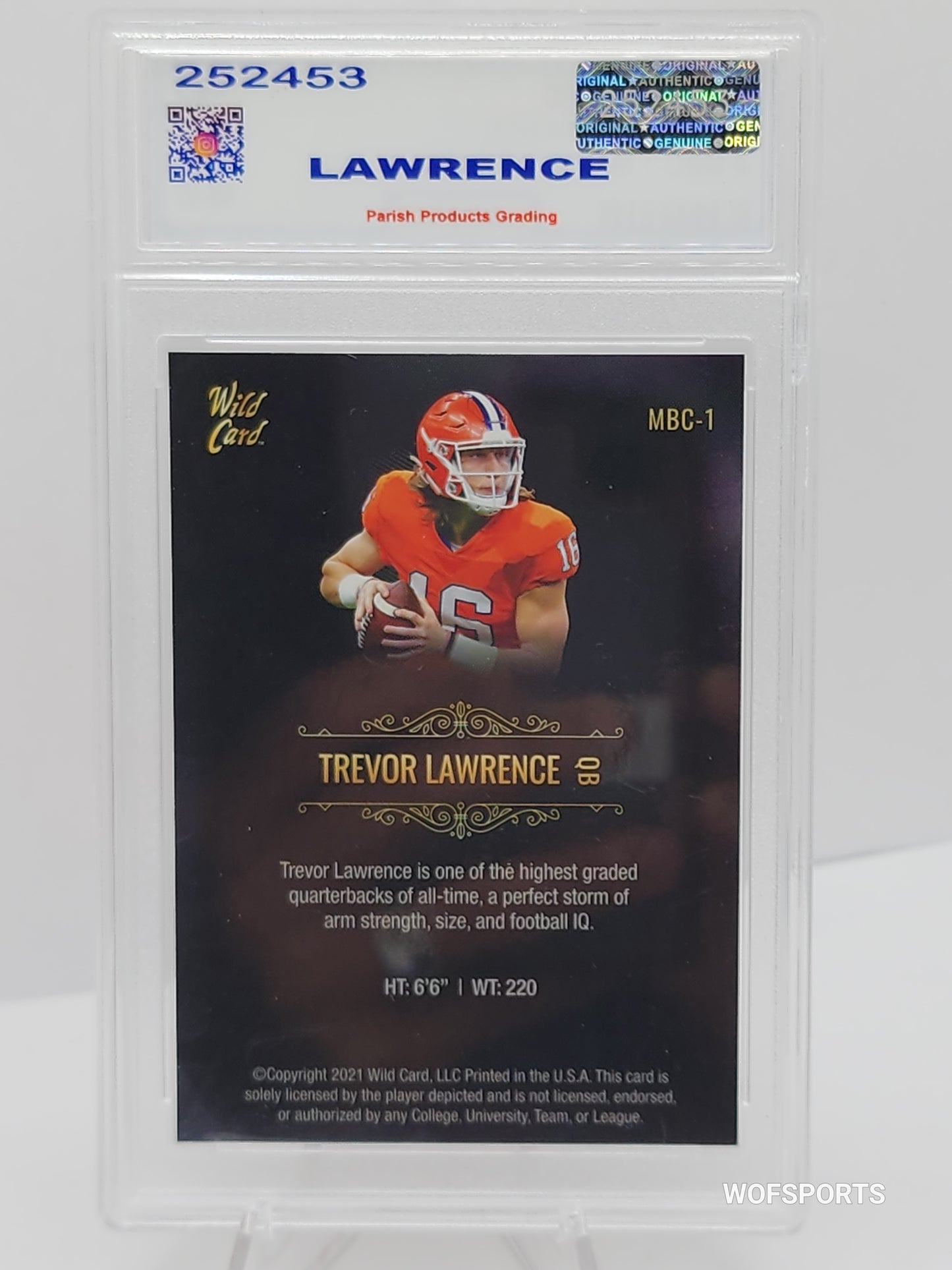 2021 Wild Card Matte Premier Black Trevor Lawrence Rookie #MBC-1 Jacksonville Jaguars RC Parish 8 NM-MT