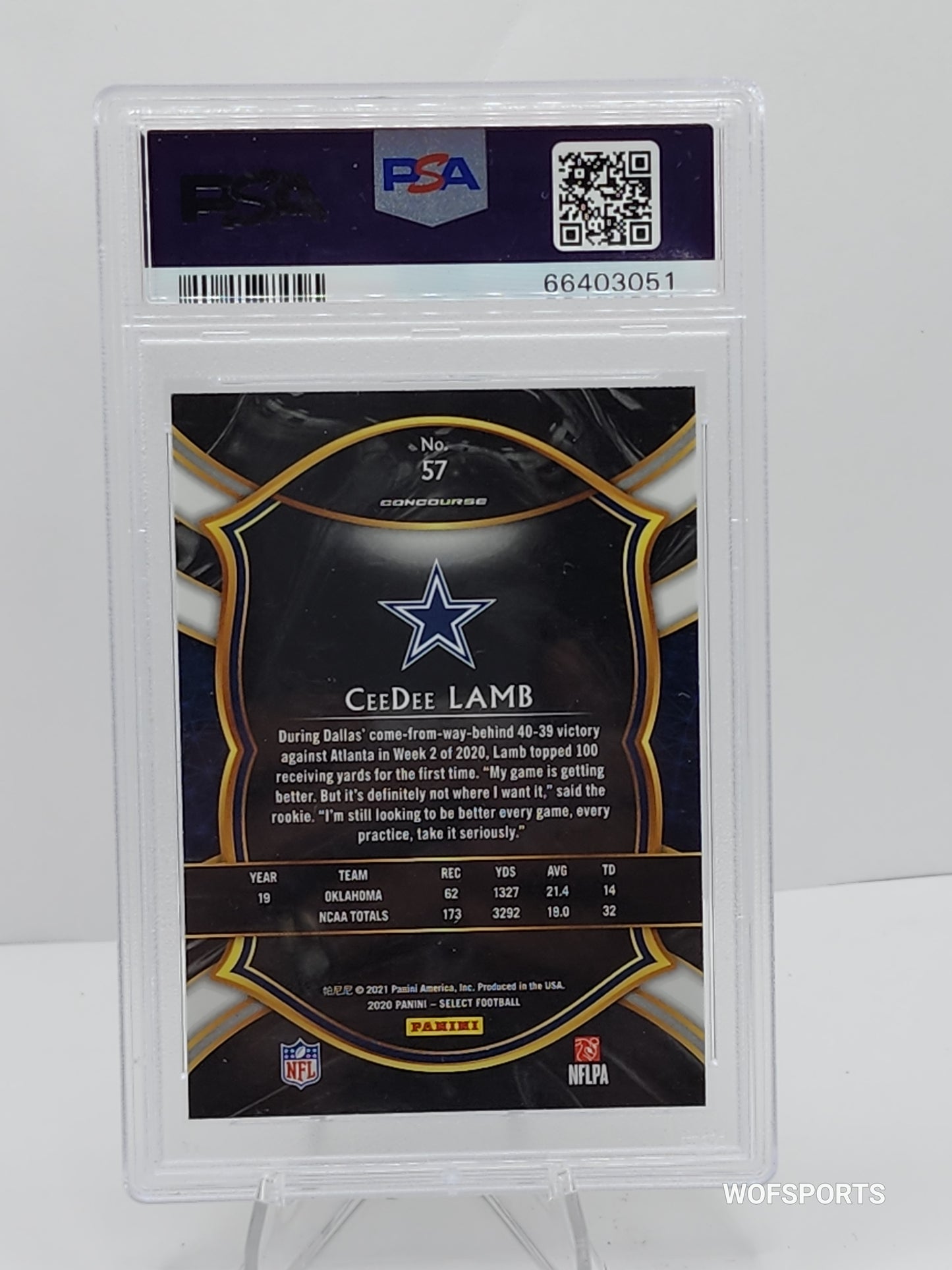 2020 Panini Select CeeDee Lamb RC Silver Prizm HOLO #57 Dallas Cowboys PSA 10 GEM Mint