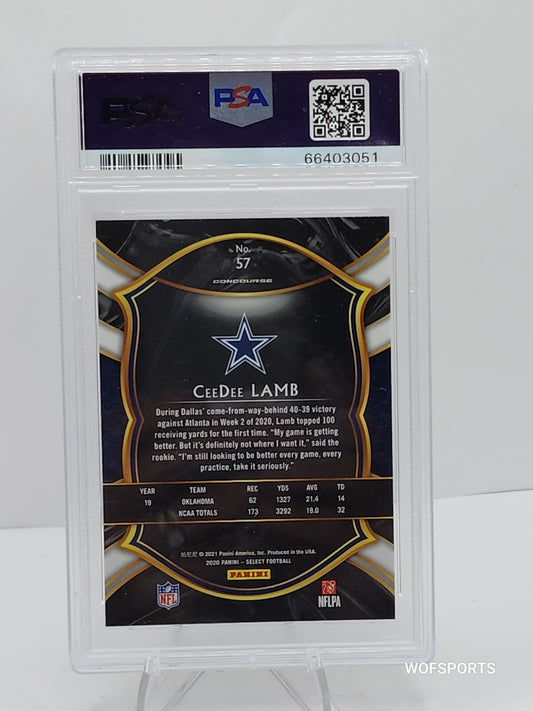 2020 Panini Select CeeDee Lamb RC Silver Prizm HOLO #57 Dallas Cowboys PSA 10 GEM Mint