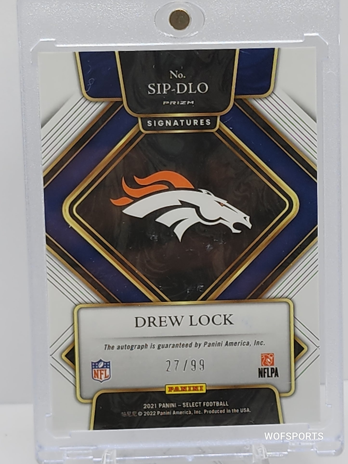 2021 Panini Select NFL Football Drew Lock #SIP-DLO Blue Prizm Auto 27/99