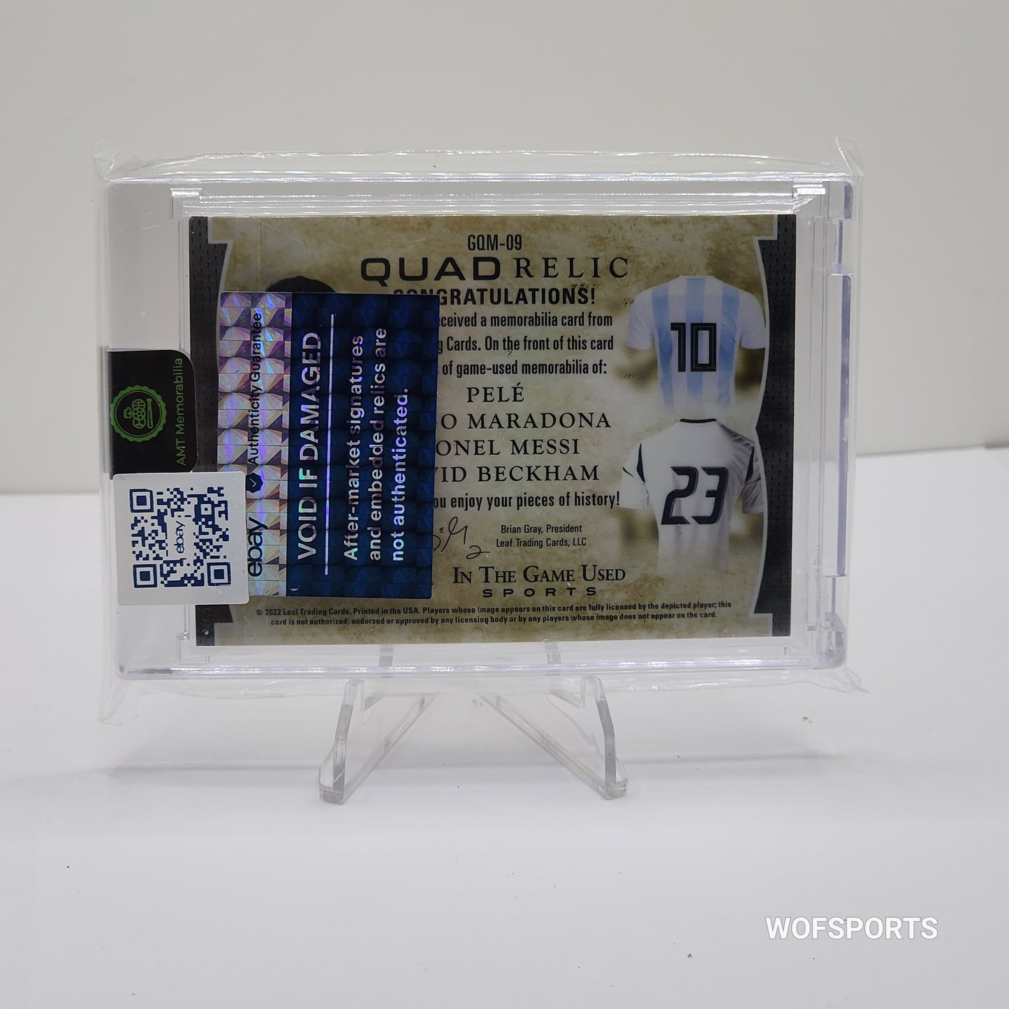 2022 LEAF IN THE GAME USED SPORTS PELE MARADONA MESSI BECKHAM QUAD RELIC 1/1 HTF