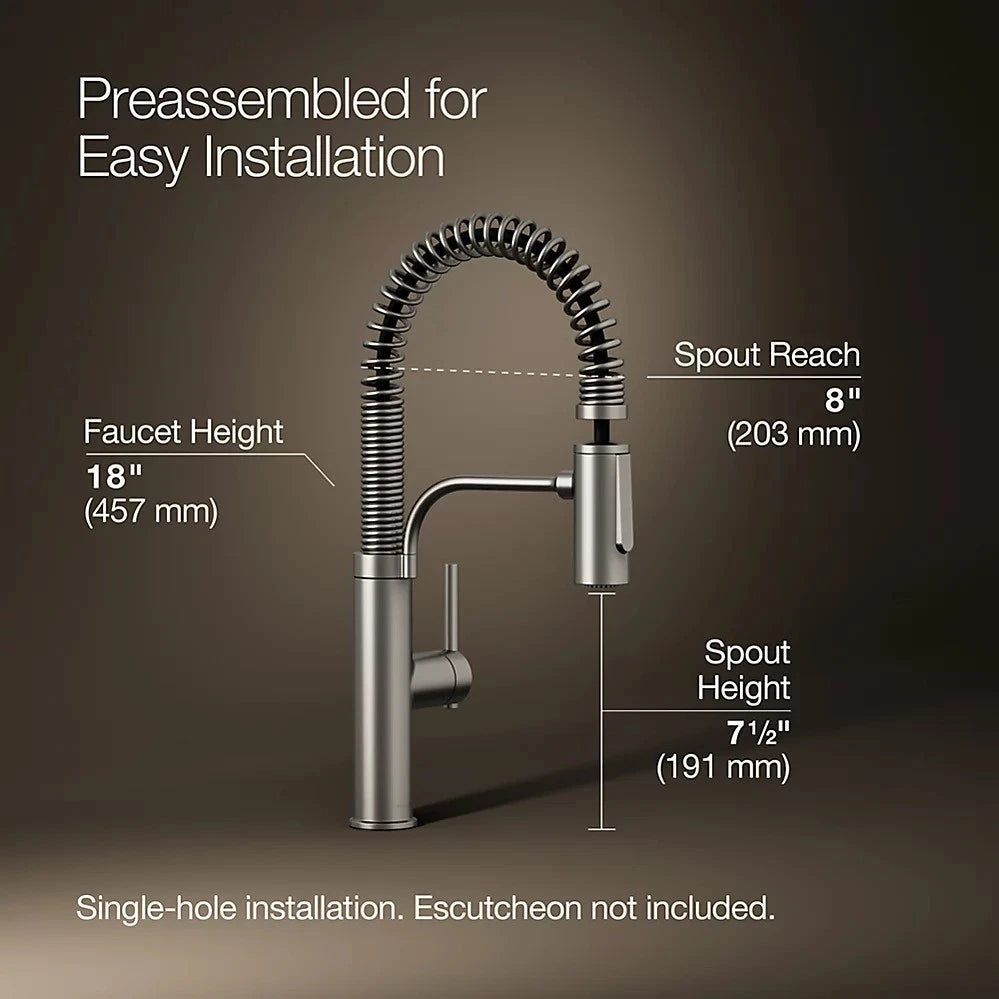 Kohler Provo Semi-Professional Pull-Down Kitchen Sink Faucet - Stainless Steel