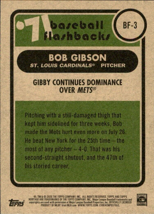 Bob Gibson 2020 Topps Heritage Baseball Flashbacks Baseball Card #BF3