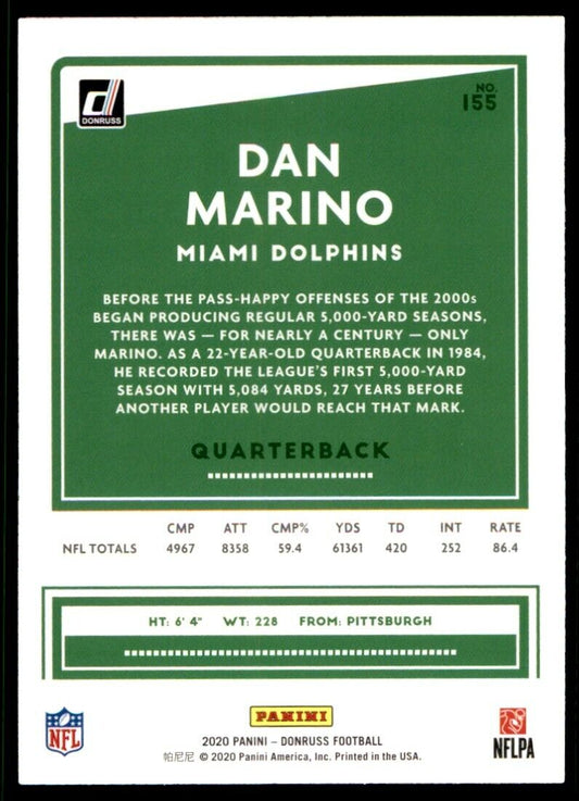 2020 Donruss Dan Marino #155 Miami Dolphins