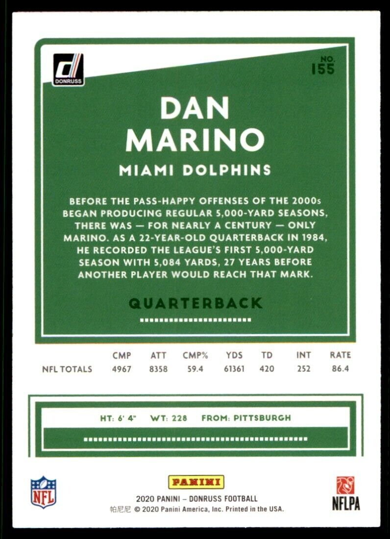 2020 Donruss Dan Marino #155 Miami Dolphins