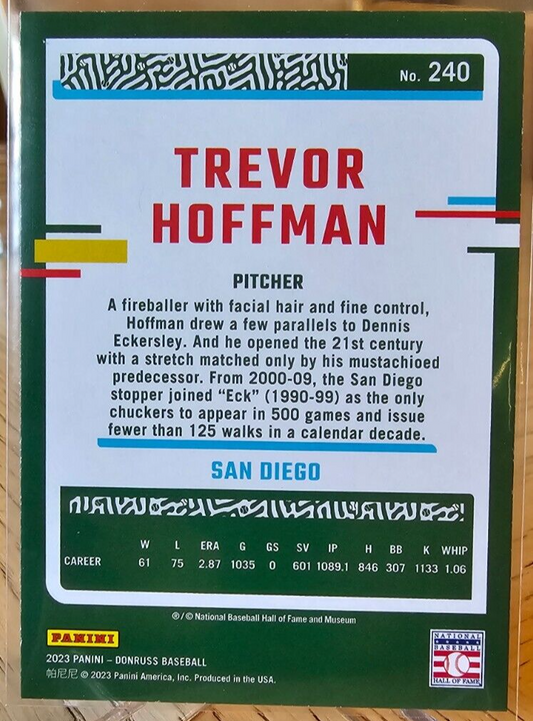2023 Panini Donruss Carolina Blue Holo Trevor Hoffman #240 San Diego Padres