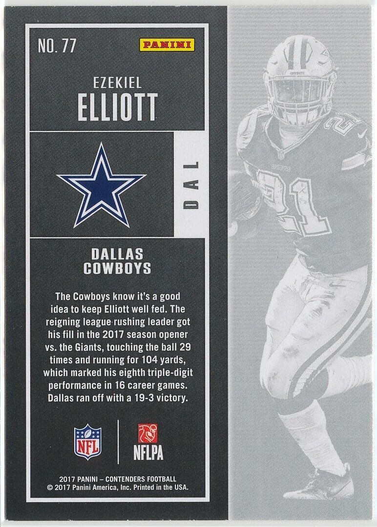 2021 Panini Contenders Football #77 Ezekiel Elliott Dallas Cowboys
