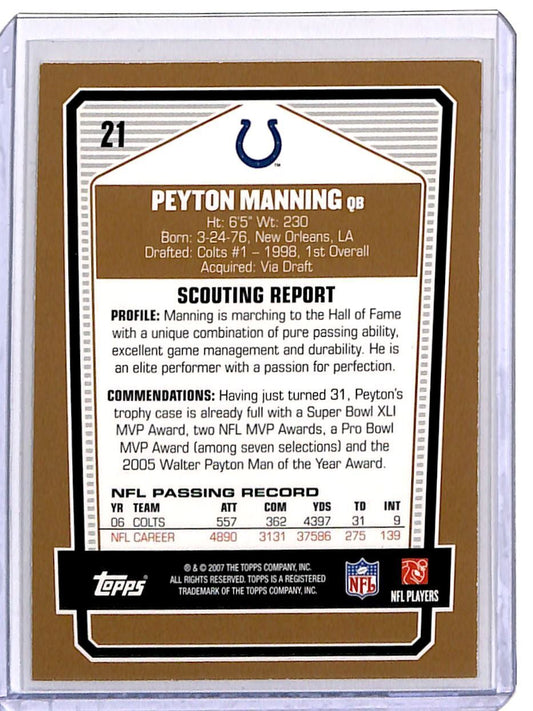 2007 Topps DPP Peyton Manning Indianapolis Colts #21