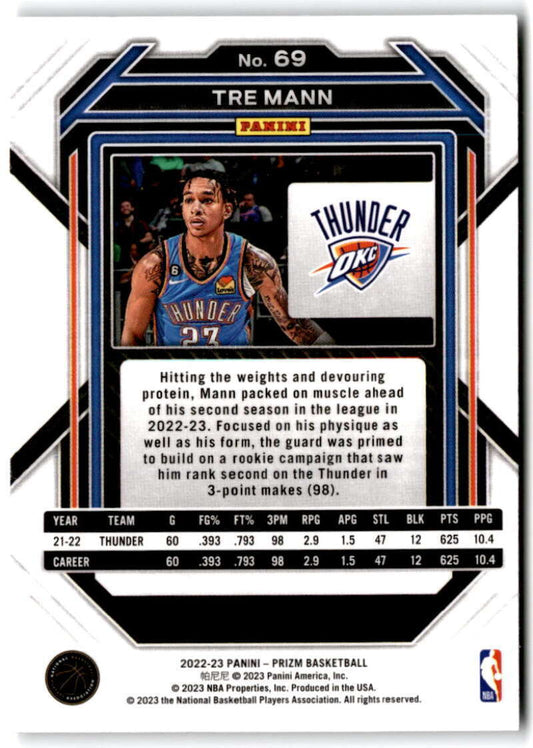 2022-23 Panini Prizm Tre Mann Base #69 Oklahoma City Thunder - walk-of-famesports