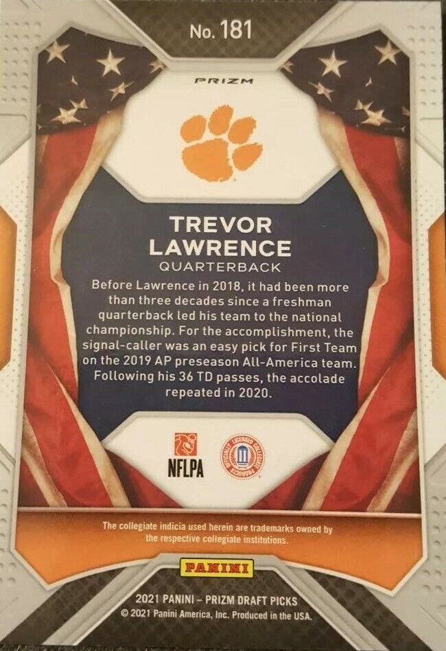 2021 Panini Prizm All Americans Red/White/Blue Prizm Trevor Lawrence Rookie #181 Clemson Tigers RC