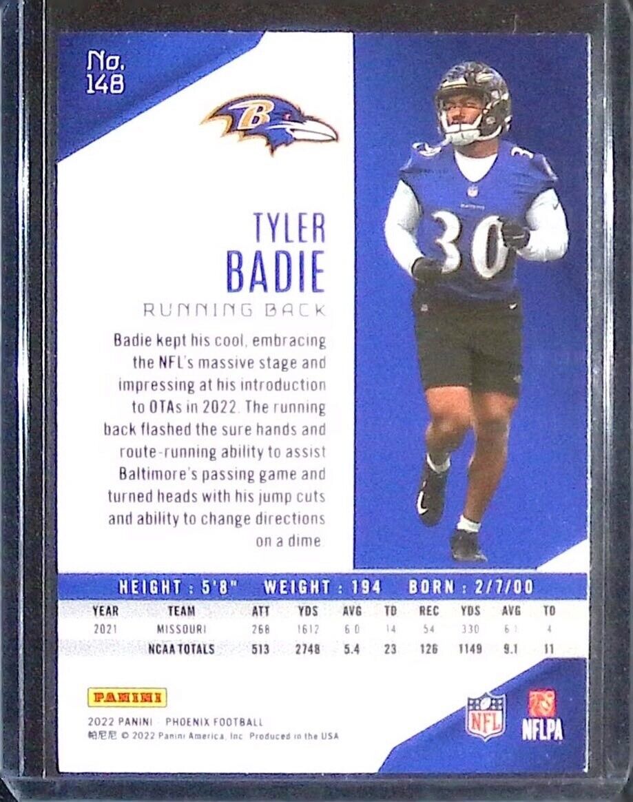 2022 Panini Phoenix Tyler Badie COLOR BURST RC #148 Baltimore Ravens - walk-of-famesports