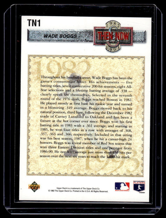 1992 Upper Deck Then & Now Refractor Wade Boggs #TN1 Boston Red Sox