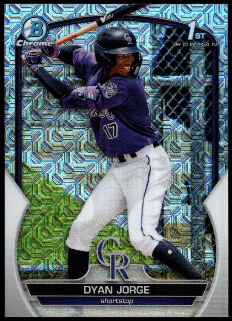 2023 Bowman Mega Box DYAN JORGE Chrome Mojo Refractor 1st Prospect Card Rockies