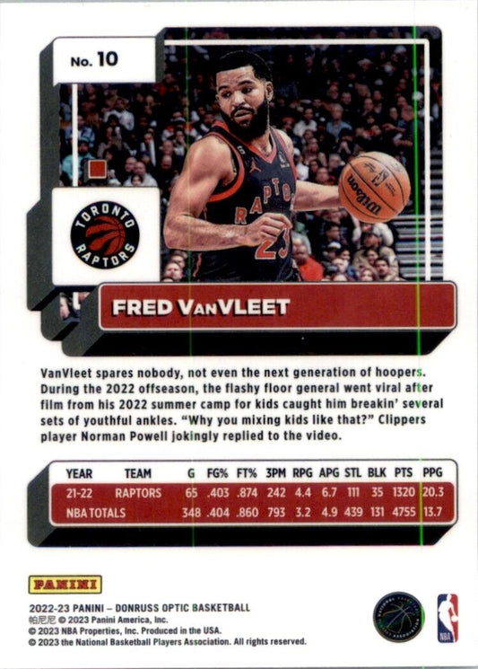2022-23 Donruss Optic Fred VanVleet #10 Toronto Raptors - walk-of-famesports
