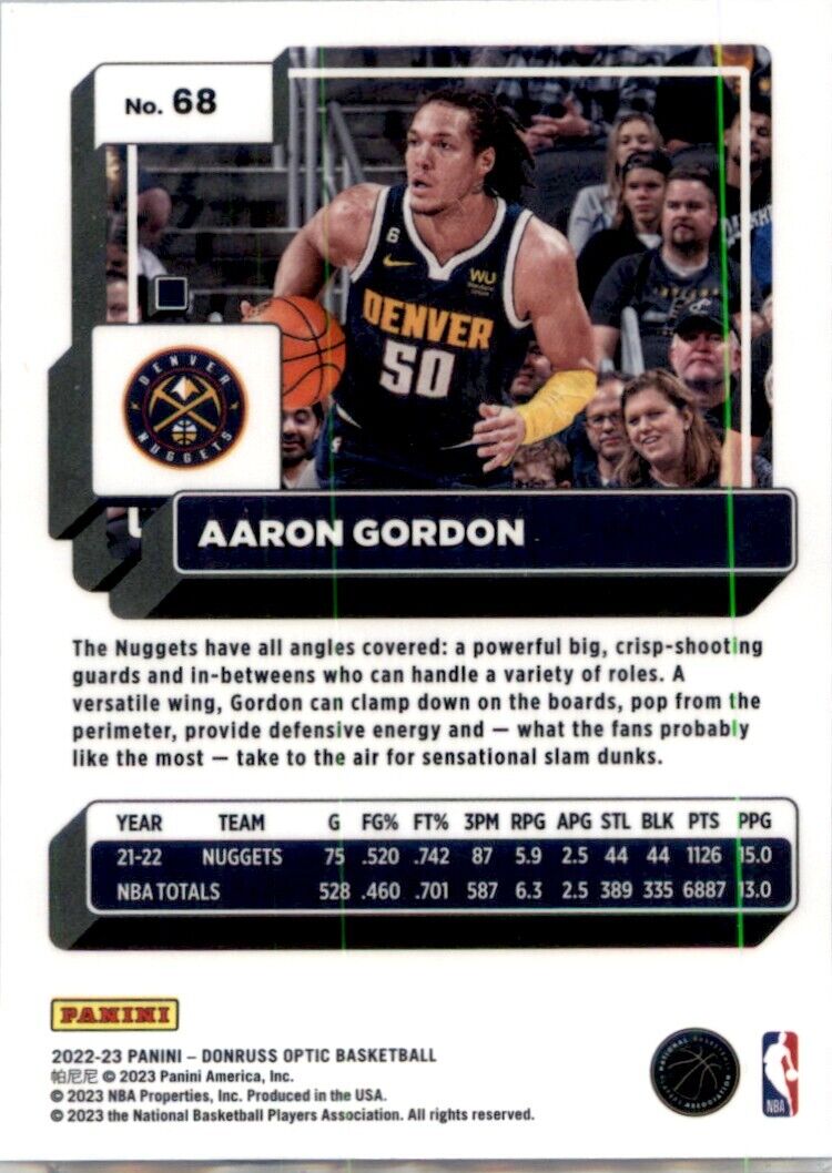 2022-23 Donruss Optic Aaron Gordon #68 Denver Nuggets - walk-of-famesports
