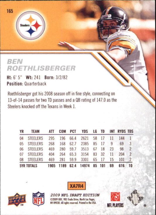2009 Upper Deck Ben Roethlisberger Draft Edition #165 Pittsburgh Steelers