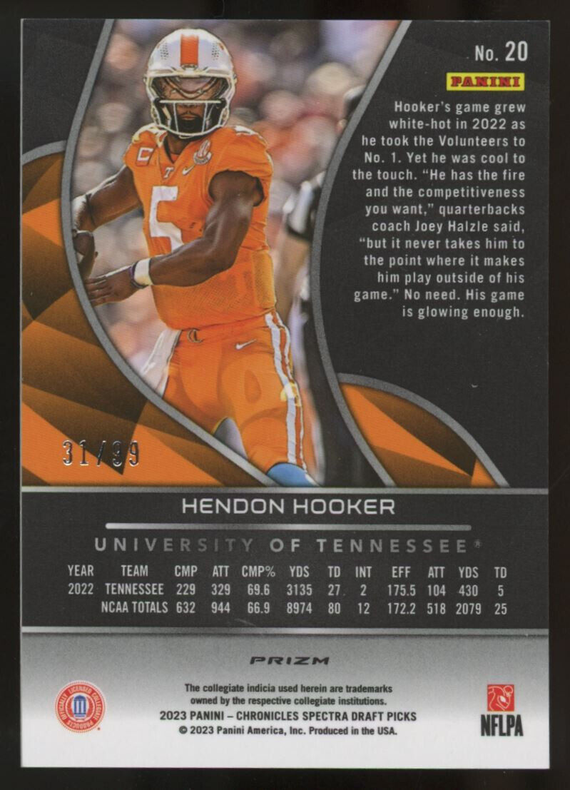 2023 Panini Chronicles Spectra Draft Pick Hendon Hooker #20