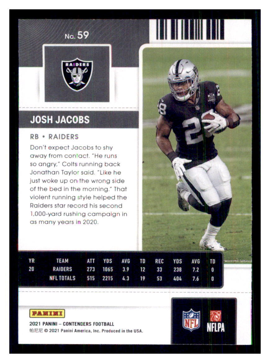 2021 Panini Contenders Josh Jacobs Las Vegas Raiders #59
