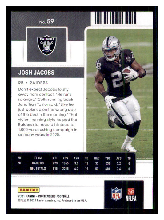 2021 Panini Contenders Josh Jacobs Las Vegas Raiders #59