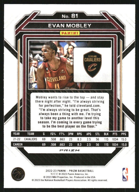 2022-23 Panini Prizm Evan Mobley Cracked Ice Prizm #81 Cleveland Cavaliers - walk-of-famesports