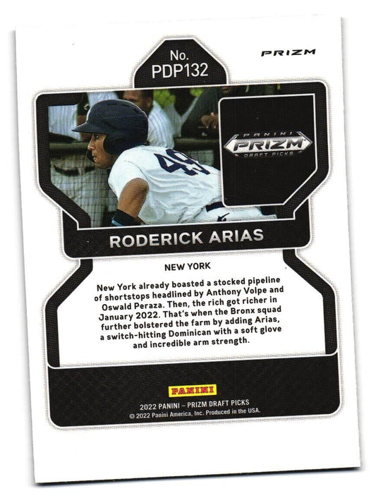 2022 Panini Prizm Draft Pick Roderick Arias Black Prizms #132 New York Yankees 38