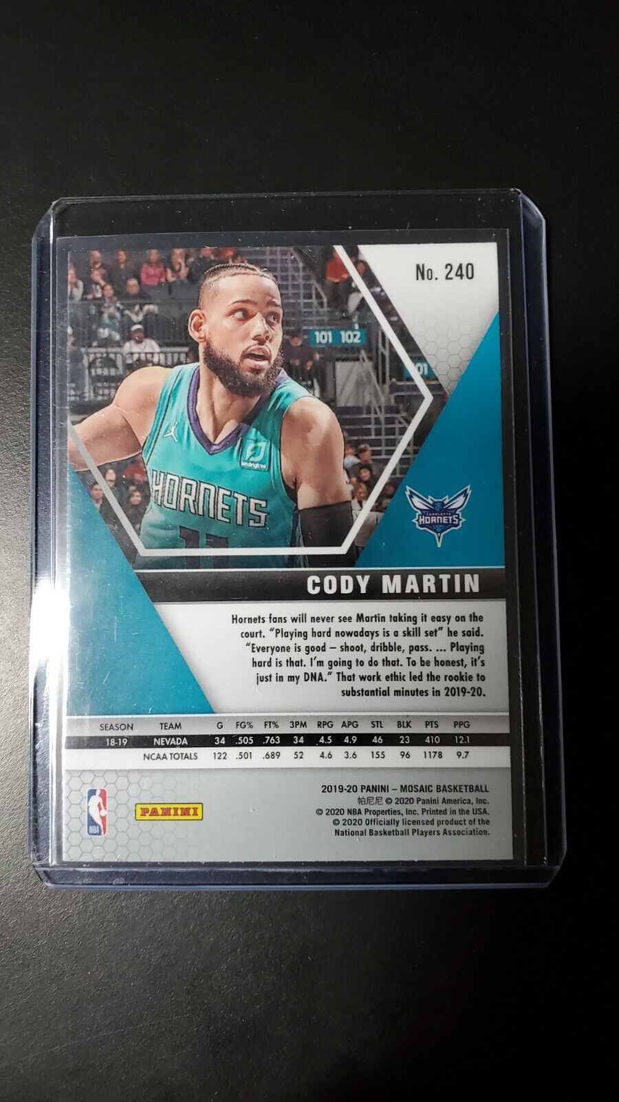 2019-20 Panini Mosaic Cody Martin #240 Charlotte Hornets