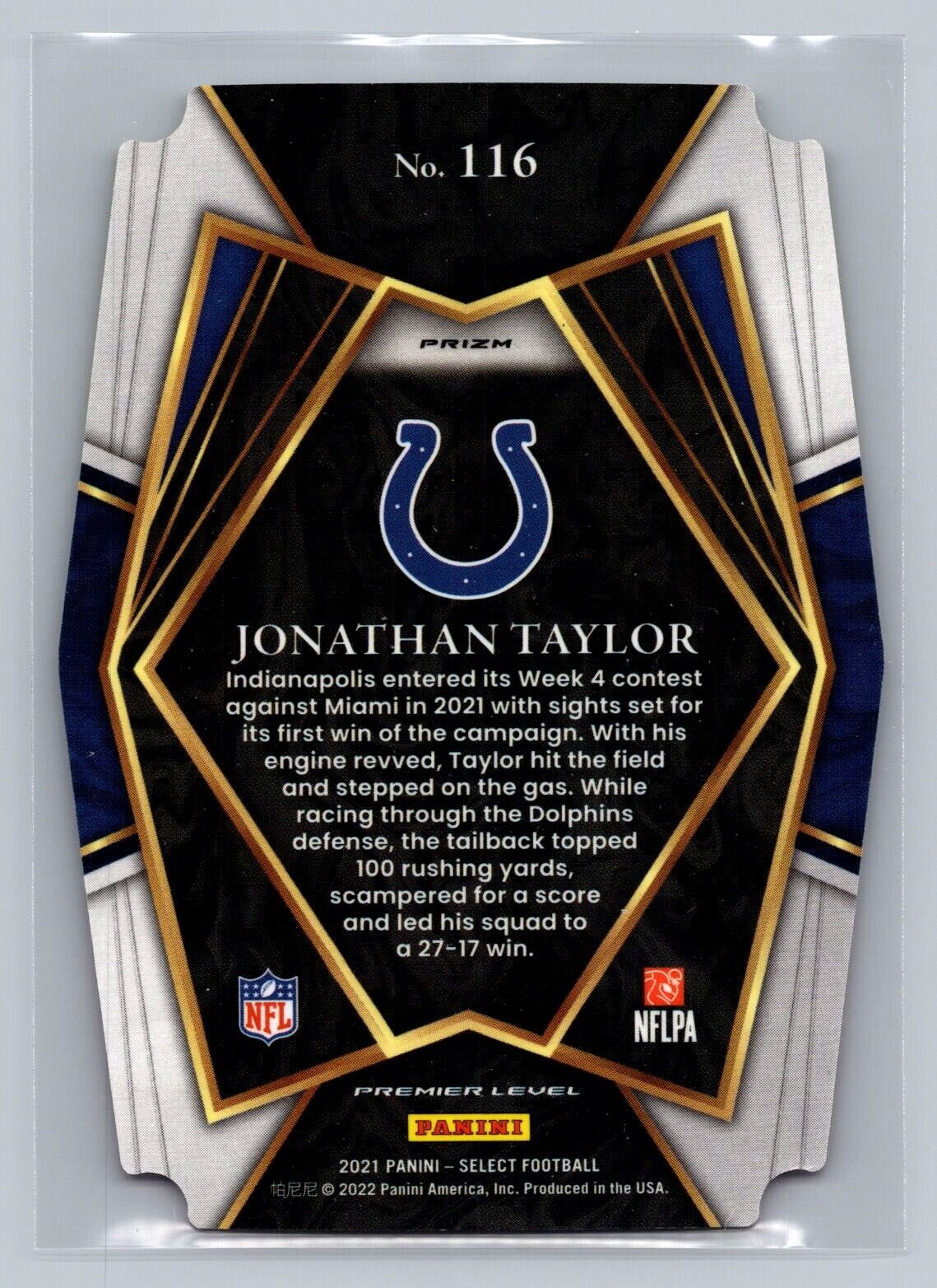 Jonathan Taylor 2021 Panini Select Premier Lvl #116 Red/Yellow Die Cut Colts