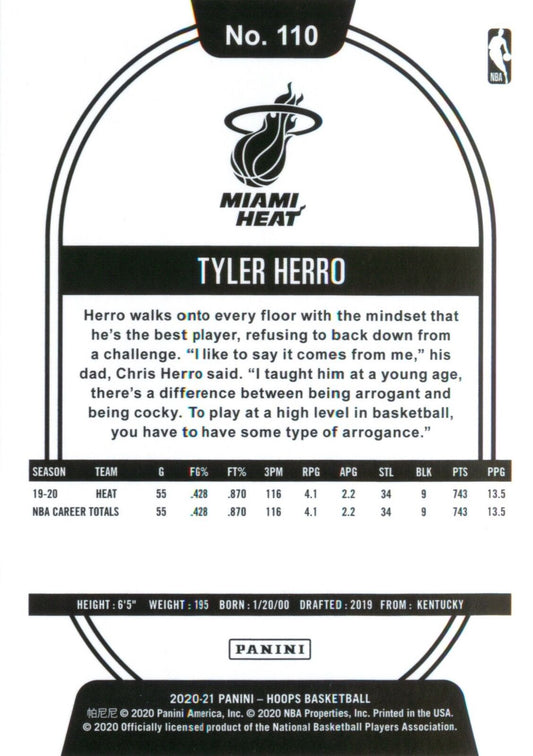 2020 Hoops #110 Tyler Herro Miami Heat Basketball Card