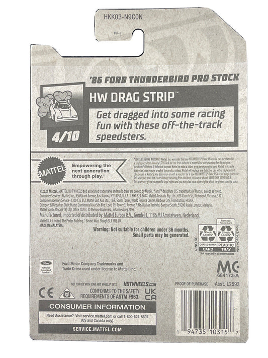 Hot Wheels '86 Ford Thunderbird Pro Stock HW Drag Strip 4/10 107/250 (Red)