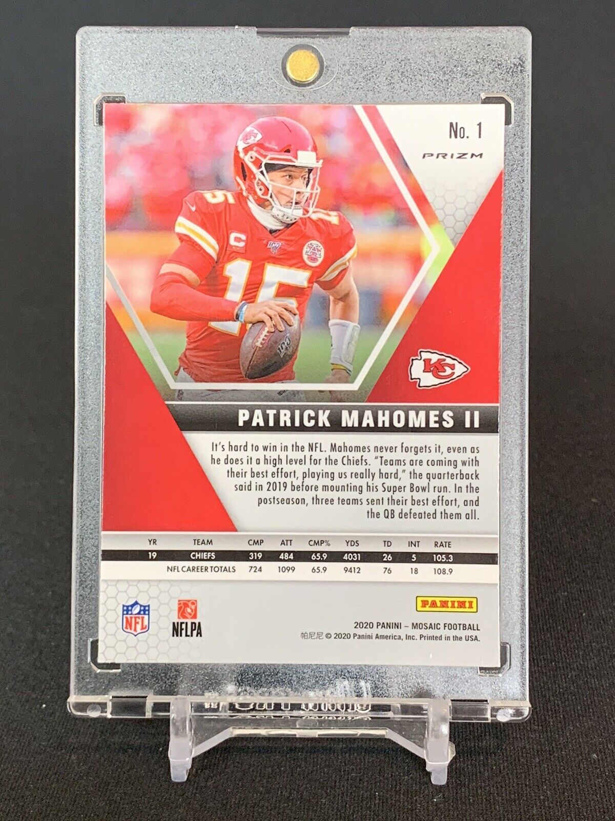 2020 Panini Mosaic Red/Green Burst Prizm #1 Patrick Mahomes II Kansas City Chiefs