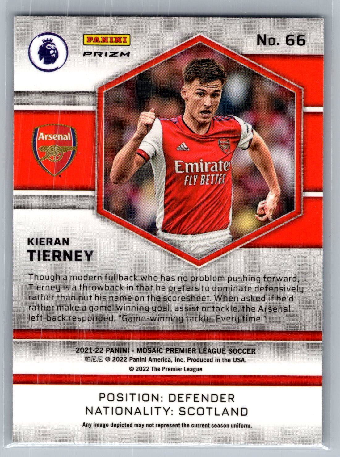 2021-22 Panini Mosaic Premier League Mosaic Prizm Kieran Tierney #66