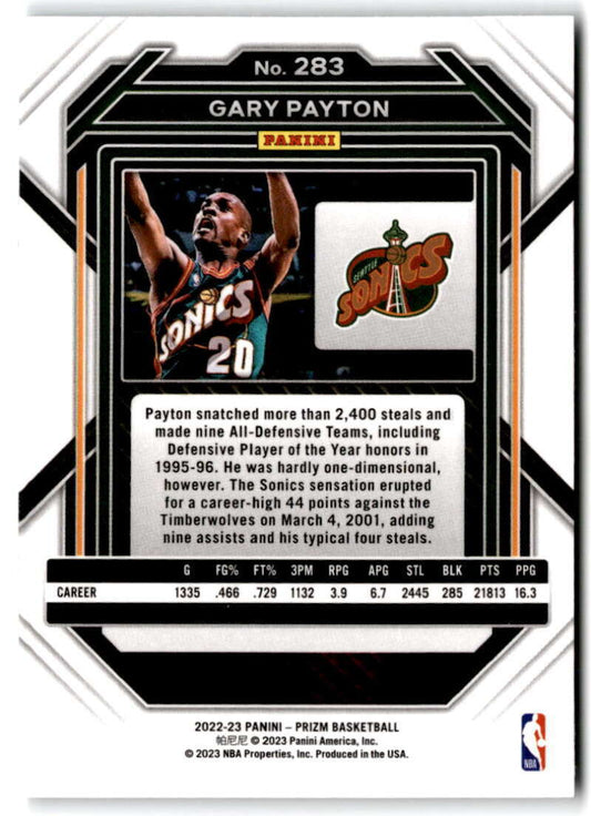 2022-23 Panini Prizm Gary Payton Base #283 Seattle Supersonics - walk-of-famesports