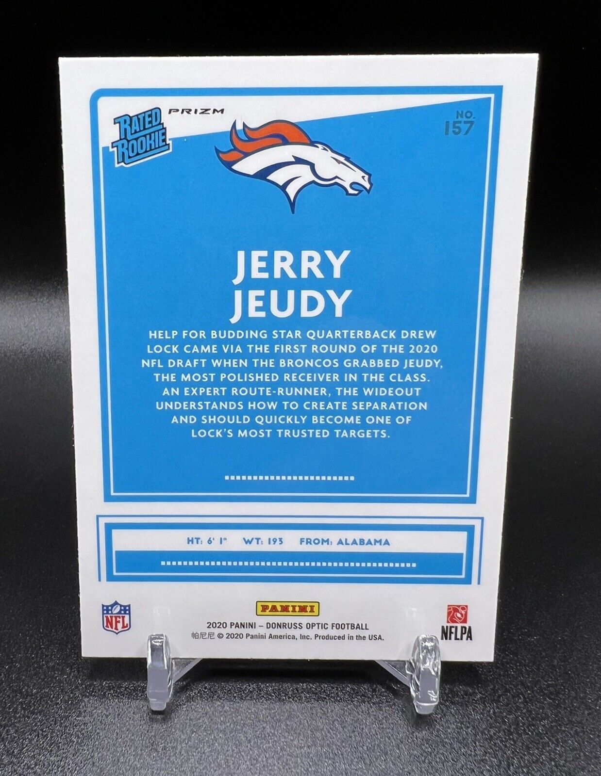 2020 Panini Donruss Optic #157 Jerry Jeudy Rated Rookie Silver Holo Prizm - walk-of-famesports