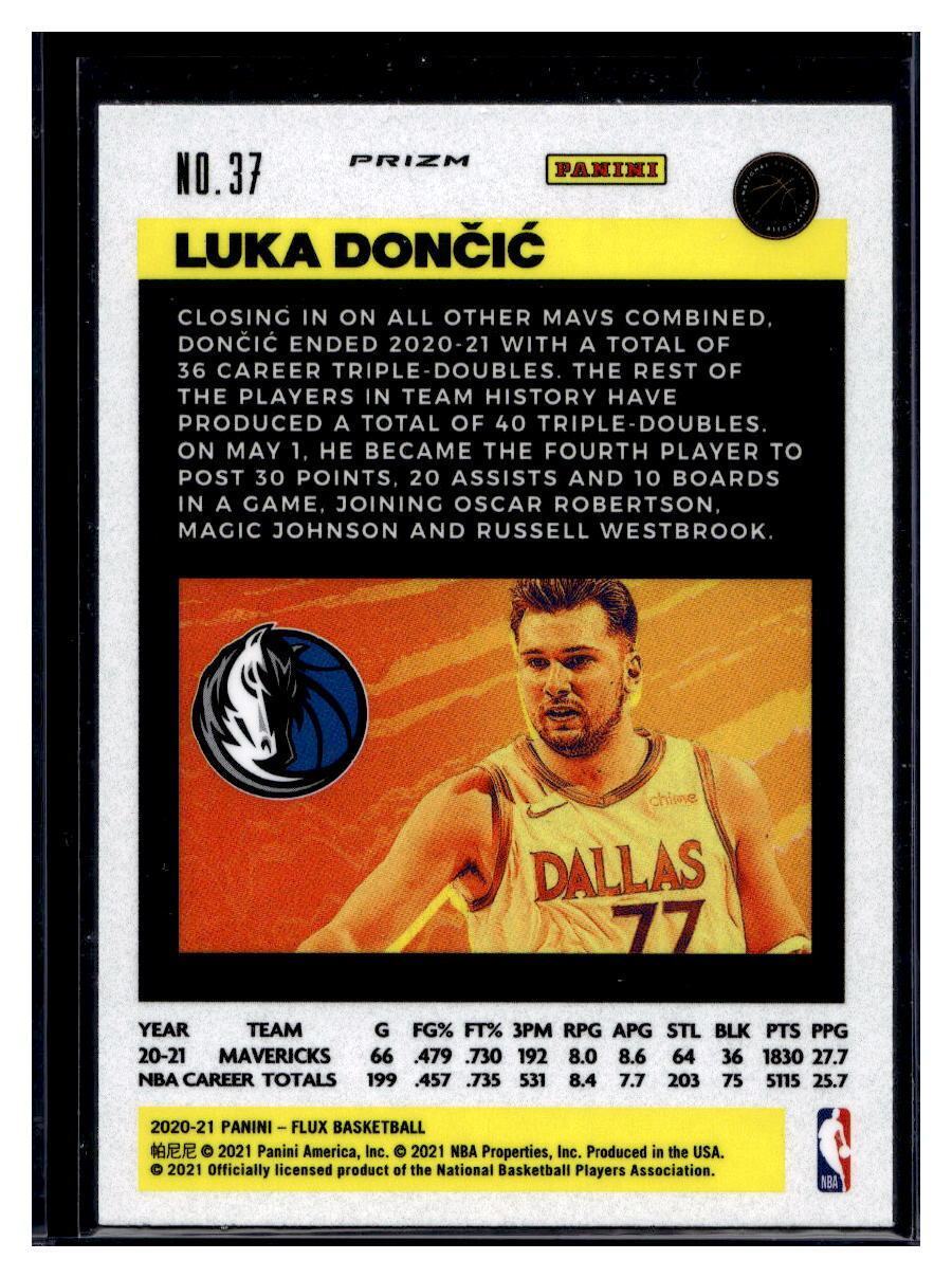 2020-21 Flux Luka Doncic Dallas Mavericks #37 SP Silver Cracked Ice Prizm