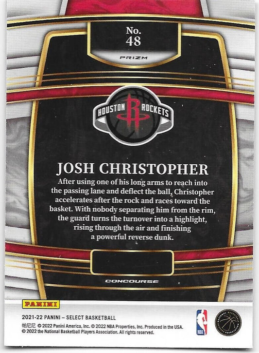 2021-22 Panini Select Josh Christopher Rookies Blue Prizm 48 Houston Rockets