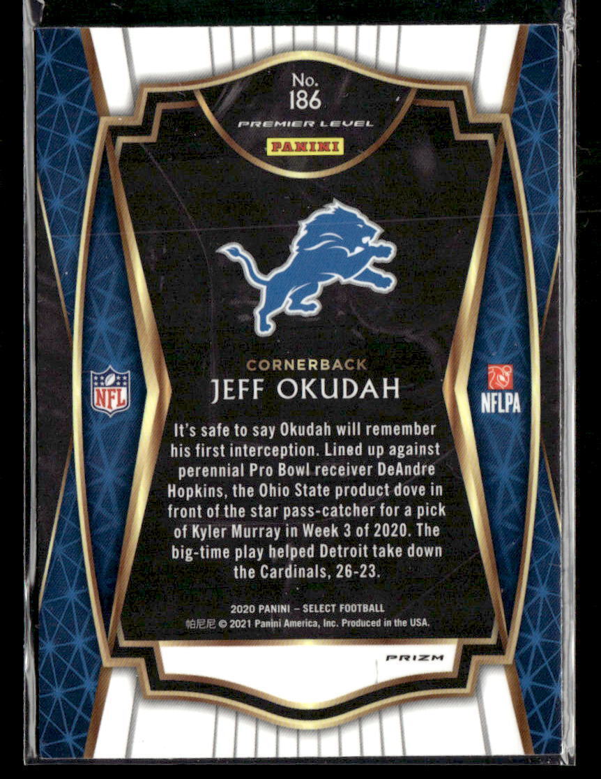Jeff Okudah 2020 Panini Select #186 Silver Prizm Detroit Lions