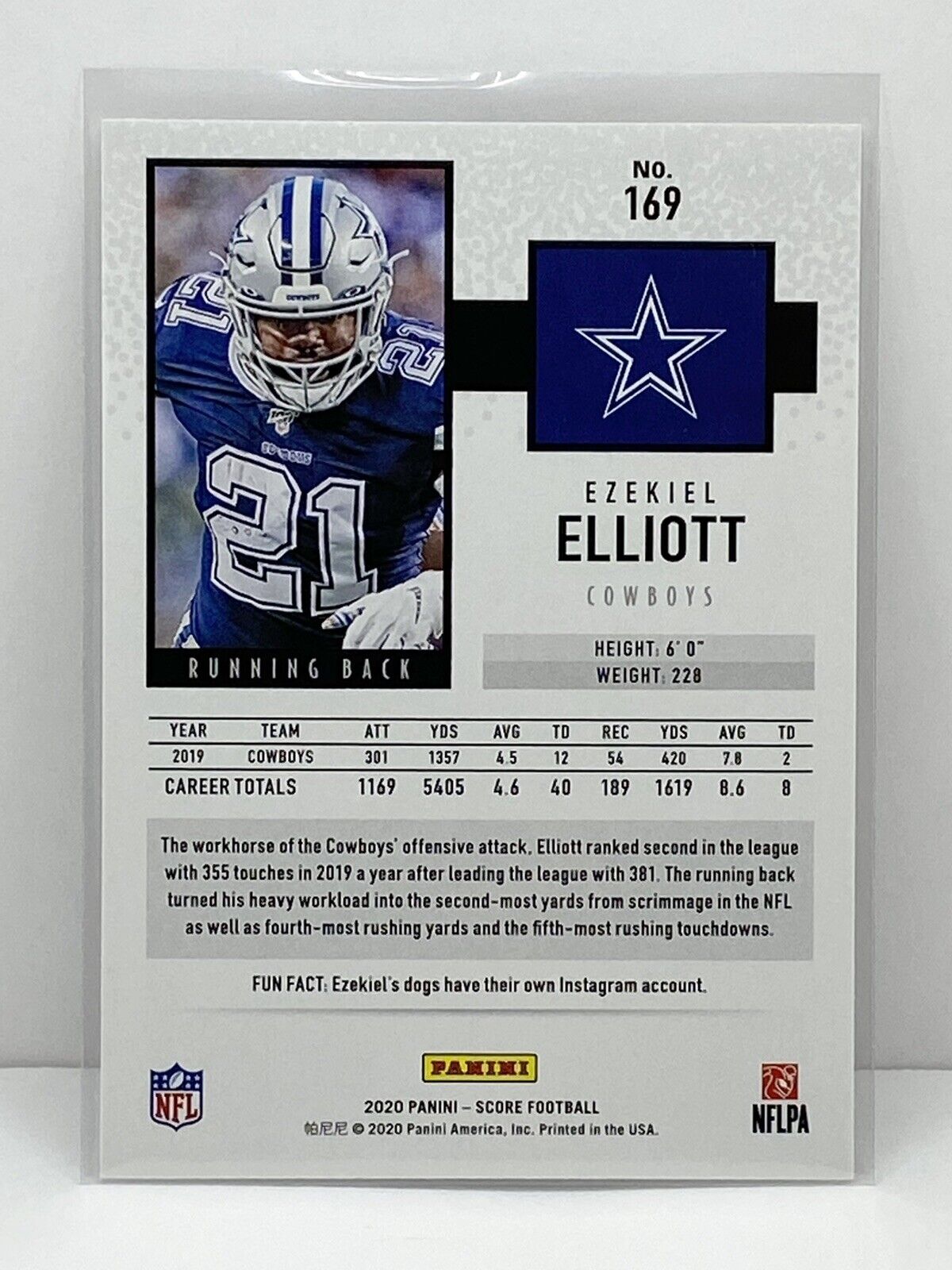 2020 Panini Score Football #169 Ezekiel Elliott Dallas Cowboys