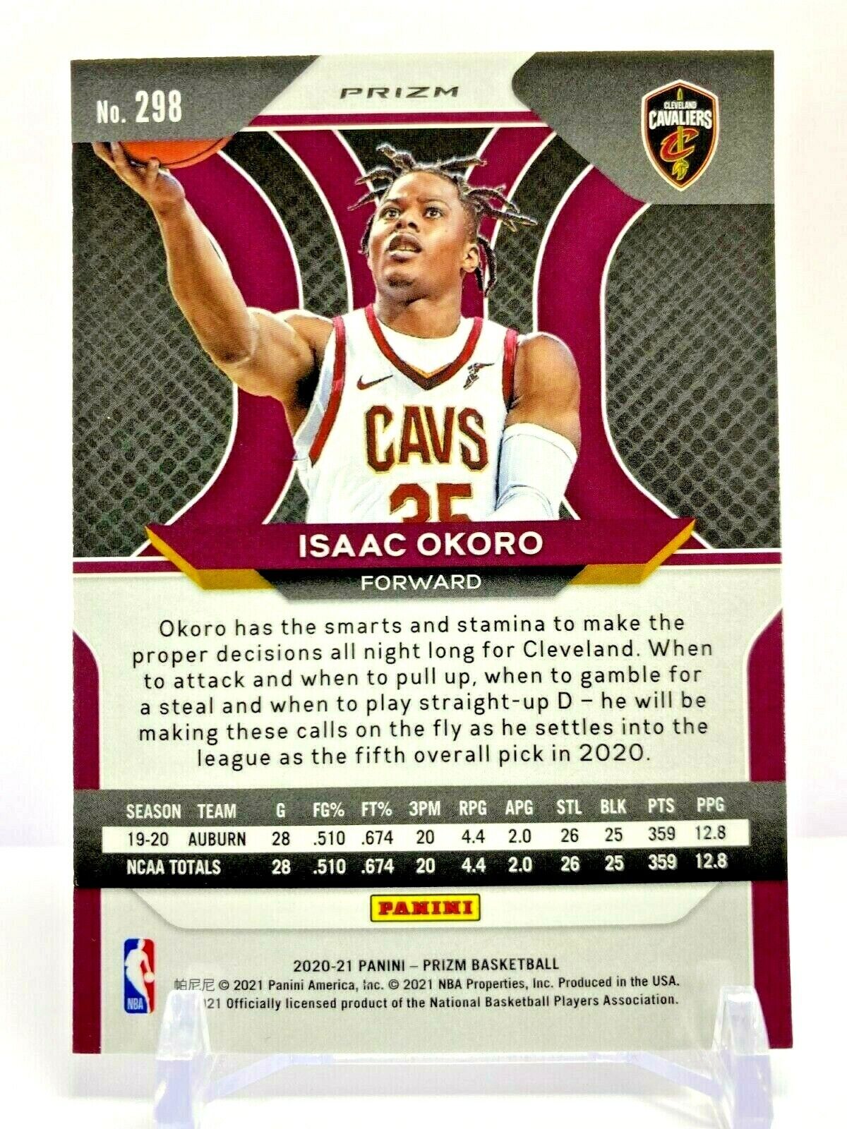 2020-21 Panini Prizm #298 Isaac Okoro Silver Prizm Rookie RC