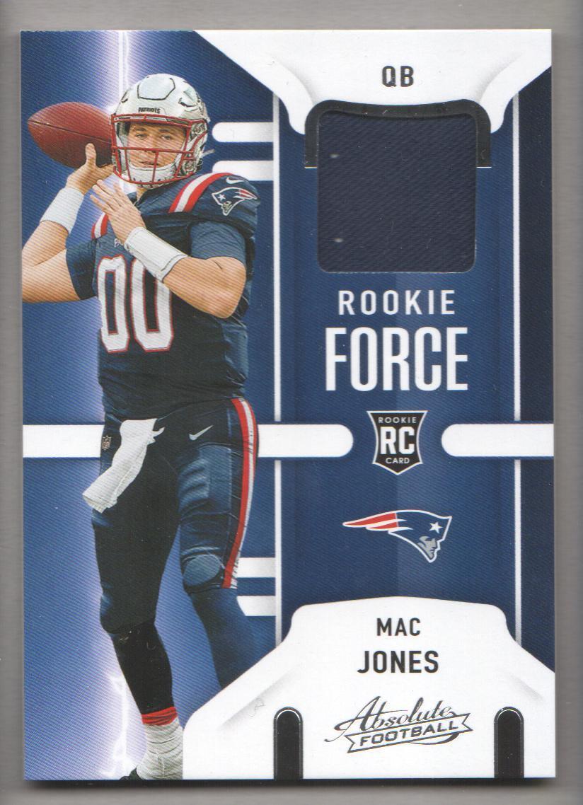 Mac Jones 2021 Panini Absolute Rookie Force Jersey RC #RF-MJO New England Patriots