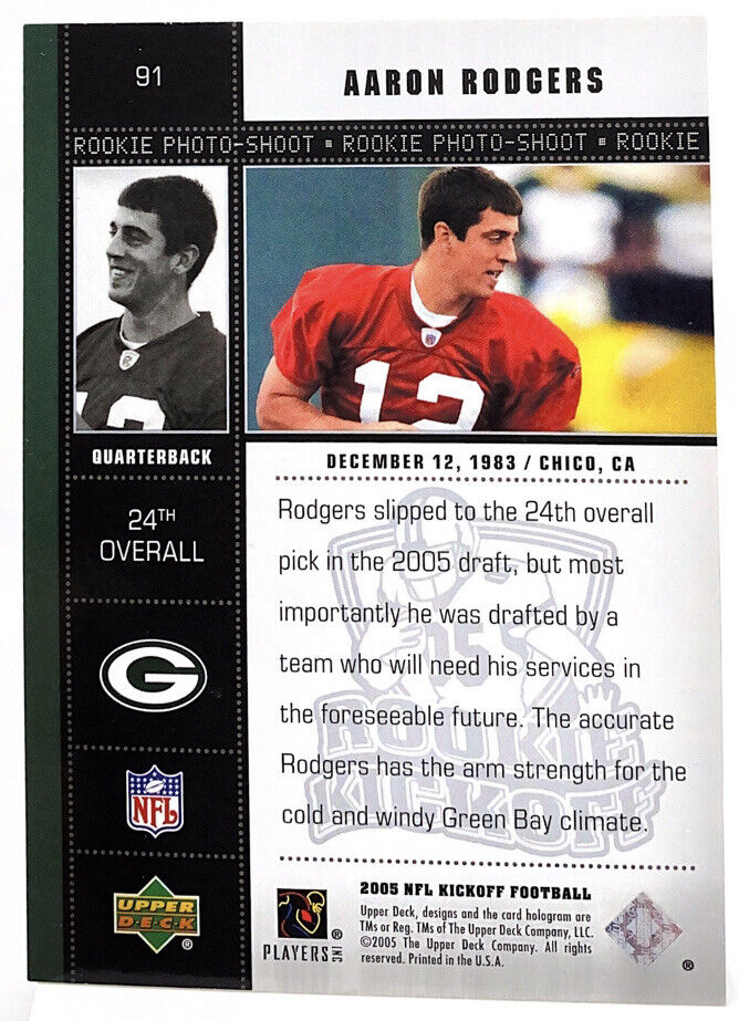2005 Upper Deck Aaron Rodgers ROOKIE Kickoff #91